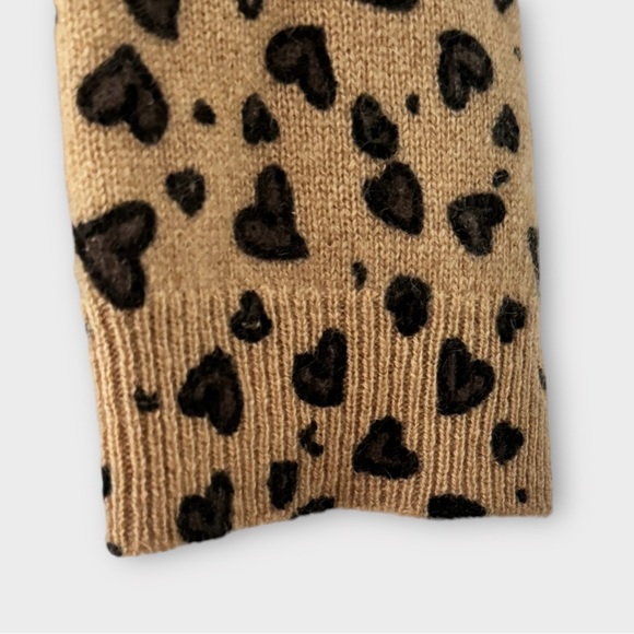 SCOTT & SCOTT LONDON Tan Mini Heart Print Crewneck Cashmere Sweater L - Picture 5 of 10
